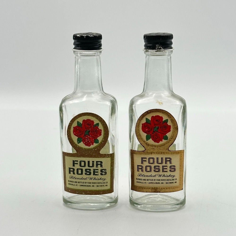 Vintage Four Roses Paper Label Bottle salt and pepper shakers
